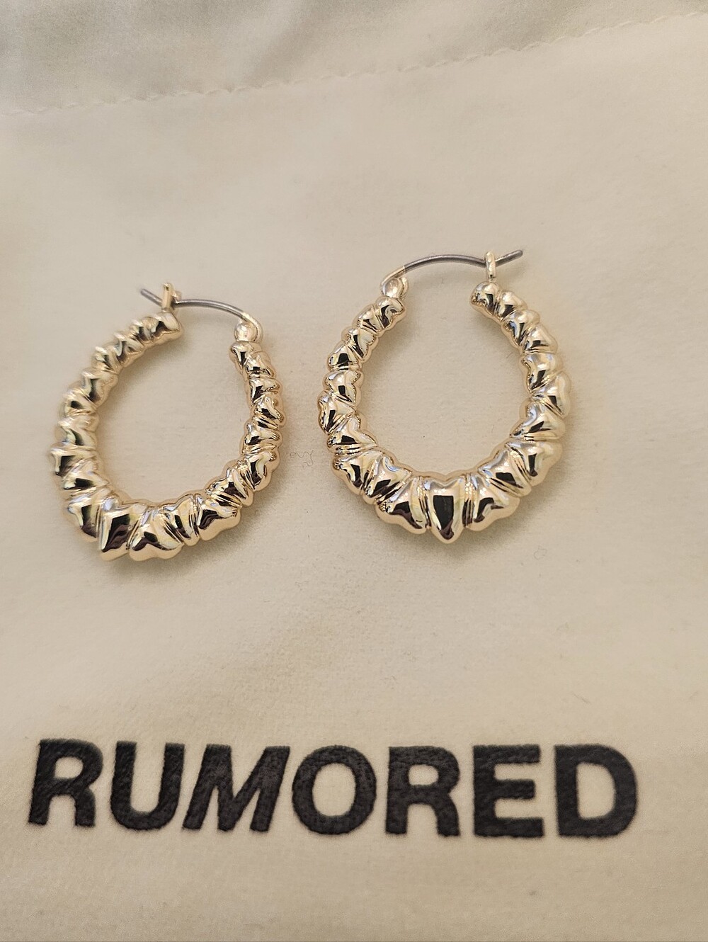 BNWT Rumored "Endless Love" 18K Gold Plated Heart Hoop Earrings